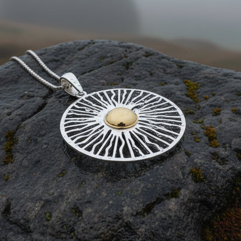 Load image into Gallery viewer, Modern Sun Necklace, Sun Pendant, Celestial Jewelry, Wiccan Jewelry, Summer Pendant, Mystical Jewelry, Anniversary Gift, Beach Jewelry