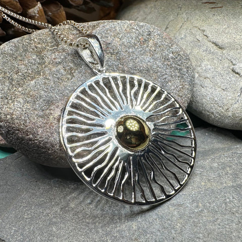 Load image into Gallery viewer, Modern Sun Necklace, Sun Pendant, Celestial Jewelry, Wiccan Jewelry, Summer Pendant, Mystical Jewelry, Anniversary Gift, Beach Jewelry