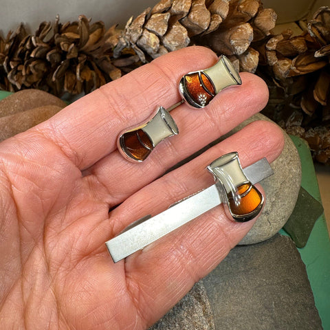 Load image into Gallery viewer, Scotch Whisky Cuff Links, Scotland Jewelry, Men's Tie Clip, Whiskey Lover Gift, Groom Gift, Boyfriend Gift, Scottish Husband Gift, Dad Gift