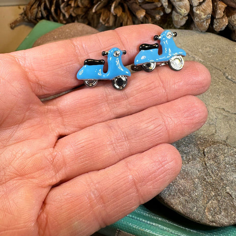 Load image into Gallery viewer, Vespa Cuff Links, Men's Jewelry, Italy Jewelry, Blue Cufflinks Gift, Groom Gift, Boyfriend Gift, Scooter Husband Gift, Unique Cuff Links