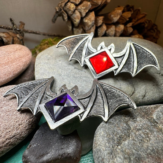 Gothic Bat Brooch, Celtic Pin, Pewter Bat Pin, Victorian Brooch, Friendship Gift, Halloween Gift, Witch Jewelry, Animal Brooch, EA Poe Gift
