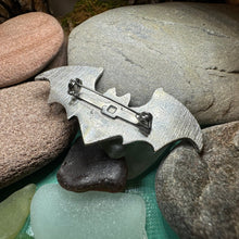 Load image into Gallery viewer, Gothic Bat Brooch, Celtic Pin, Pewter Bat Pin, Victorian Brooch, Friendship Gift, Halloween Gift, Witch Jewelry, Animal Brooch, EA Poe Gift