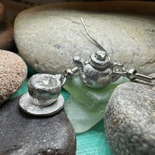 Load image into Gallery viewer, Teapot & Cup Earrings, Irish Jewelry, Tea Drinker Gift, Celtic Jewelry, Mom Gift, Wife Gift, Girlfriend Gift, Pewter Teacup Gift