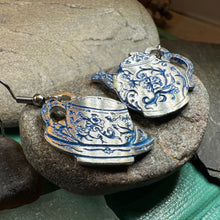 Load image into Gallery viewer, Teapot & Cup Earrings, Irish Jewelry, Tea Drinker Gift, Celtic Jewelry, Mom Gift, Wife Gift, Girlfriend Gift, Pewter Teacup Gift