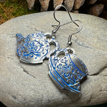 Load image into Gallery viewer, Teapot & Cup Earrings, Irish Jewelry, Tea Drinker Gift, Celtic Jewelry, Mom Gift, Wife Gift, Girlfriend Gift, Pewter Teacup Gift