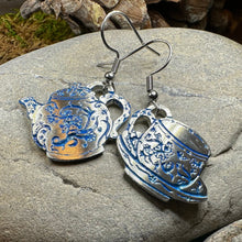 Load image into Gallery viewer, Teapot & Cup Earrings, Irish Jewelry, Tea Drinker Gift, Celtic Jewelry, Mom Gift, Wife Gift, Girlfriend Gift, Pewter Teacup Gift