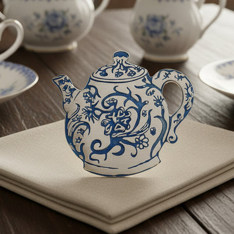 Load image into Gallery viewer, Teapot Brooch, Irish Jewelry, Tea Drinker Gift, Celtic Jewelry, Mom Gift, Wife Gift, Girlfriend Gift, Pewter Teacup Gift, Blue Ladies Pin