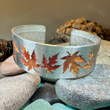 Load image into Gallery viewer, Maple Leaves Bracelet, Autumn Jewelry, Cuff Bangle Bracelet, Maple Leaf Jewelry, Nature Lover Gift, Wife Gift, Girlfriend Gift, Mom Gift