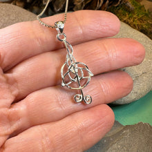 Load image into Gallery viewer, Celtic Music Necklace, Music Note Pendant, Treble Clef Jewelry, Orchestra Gift, Band Jewelry, Music Teacher Gift, Chorus Gift, Irish Gift