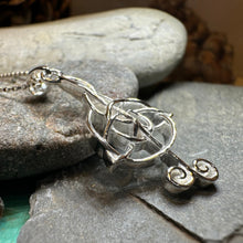 Load image into Gallery viewer, Celtic Music Necklace, Music Note Pendant, Treble Clef Jewelry, Orchestra Gift, Band Jewelry, Music Teacher Gift, Chorus Gift, Irish Gift