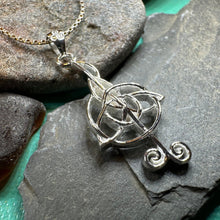 Load image into Gallery viewer, Celtic Music Necklace, Music Note Pendant, Treble Clef Jewelry, Orchestra Gift, Band Jewelry, Music Teacher Gift, Chorus Gift, Irish Gift