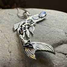 Load image into Gallery viewer, Salmon of Knowledge Necklace, Celtic Jewelry, Irish Necklace, Graduation Gift, Teacher Gift, Celtic Fish Necklace, Wiccan Jewelry, Moonstone