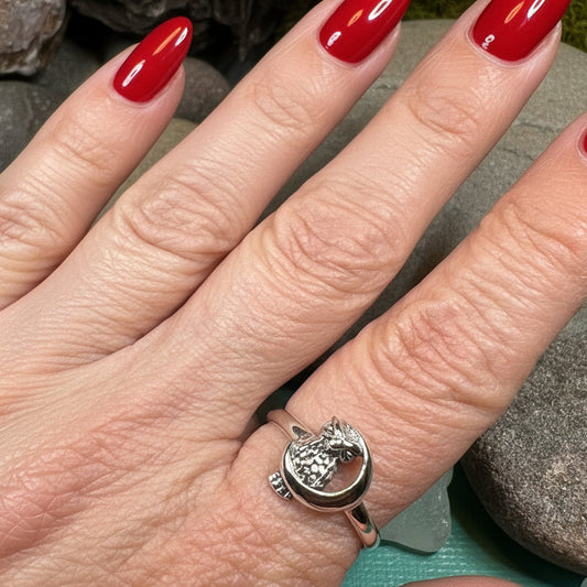 October Moon Owl Ring — view 3