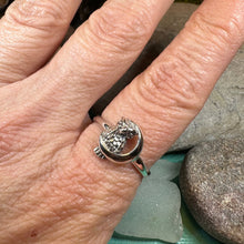 Load image into Gallery viewer, Owl Ring, Moon Jewelry, Silver Owl Jewelry, Nature Jewelry, Celtic Jewelry, Anniversary Gift, Wiccan Jewelry, Pagan Jewelry, Crescent Moon
