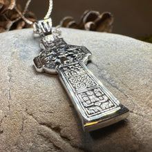 Load image into Gallery viewer, Celtic Cross Necklace, Cross Necklace, Celtic Jewelry, Anniversary Gift, First Communion Gift, Large Irish Cross, Durrow Cross, Ireland Gift