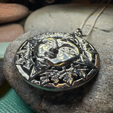 Load image into Gallery viewer, Sun Necklace, Celestial Jewelry, Oak Leaf Jewelry, Wiccan Jewelry, Pagan Pendant, Mystical Jewelry, Anniversary Gift, Celtic Jewelry