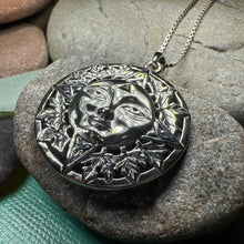 Load image into Gallery viewer, Sun Necklace, Celestial Jewelry, Oak Leaf Jewelry, Wiccan Jewelry, Pagan Pendant, Mystical Jewelry, Anniversary Gift, Celtic Jewelry