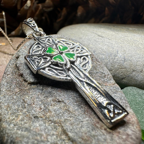 Load image into Gallery viewer, Celtic Cross Necklace, Celtic Jewelry, Irish Jewelry, Shamrock Cross Necklace, Irish Cross, Clover Jewelry, Ireland Jewelry, Confirmation