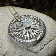 Load image into Gallery viewer, Compass Necklace, Celtic Pendant, Elven Star Jewelry, Moonstone, Anniversary Gift, Outlander Jewelry, Fluer De Lis Jewelry, True North