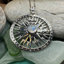 Load image into Gallery viewer, Compass Necklace, Celtic Pendant, Elven Star Jewelry, Moonstone, Anniversary Gift, Outlander Jewelry, Fluer De Lis Jewelry, True North