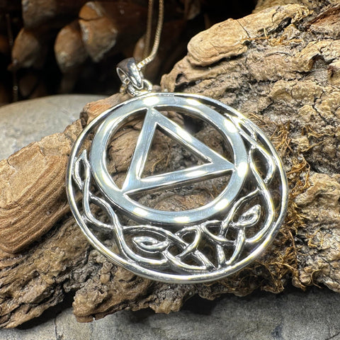 Load image into Gallery viewer, Celtic Sobriety Necklace, Recovery Pendant, AA Jewelry, Alcoholics Anonymous Pendant, 12 Step Gift, Sobriety Anniversary, Soberversary