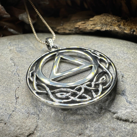 Load image into Gallery viewer, Celtic Sobriety Necklace, Recovery Pendant, AA Jewelry, Alcoholics Anonymous Pendant, 12 Step Gift, Sobriety Anniversary, Soberversary