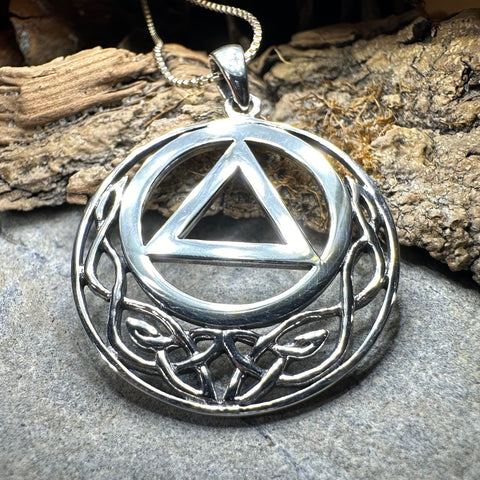 Load image into Gallery viewer, Celtic Sobriety Necklace, Recovery Pendant, AA Jewelry, Alcoholics Anonymous Pendant, 12 Step Gift, Sobriety Anniversary, Soberversary