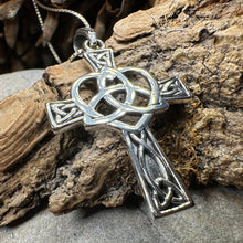Load image into Gallery viewer, Celtic Cross Necklace, Irish Jewelry, Celtic Heart Pendant, Trinity Knot Pendant, Scotland Jewelry, First Communion Gift, Confirmation Gift