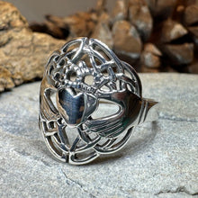 Load image into Gallery viewer, Claddagh Ring, Celtic Ring, Irish Jewelry, Celtic Knot Jewelry, Ireland Ring, Irish Dance Gift, Anniversary Gift, Bridal Ring, Statement