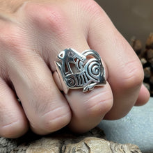 Load image into Gallery viewer, Celtic Dragon Ring, Celtic Ring, Norse Ring, Large Silver Ring, Irish Ring, Irish Dance Gift, Anniversary Gift, Ireland Ring, Wiccan Ring