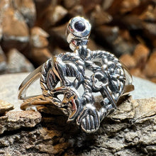 Load image into Gallery viewer, Cimaruta Ring, Italian Ring, Wiccan Jewelry, Celtic Jewelry, Pagan Ring, Witch Gift, Protection Charm, Pagan Ring, Amethyst Wiccan Ring