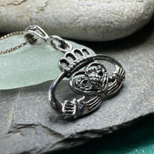 Load image into Gallery viewer, Claddagh Thistle Pendant, Scottish Necklace, Irish Jewelry, Scotland Gift, Bridal Jewelry, Ireland Gift, Celtic Pendant, Claddagh Jewelry