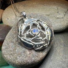 Load image into Gallery viewer, Raven Necklace, Bird Jewelry, Celtic Pendant, Silver Bird Pendant, Triquetra, Pagan Jewelry, Triple Spiral, Poe Jewelry, Gothic Jewelry