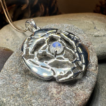 Load image into Gallery viewer, Raven Necklace, Bird Jewelry, Celtic Pendant, Silver Bird Pendant, Triquetra, Pagan Jewelry, Triple Spiral, Poe Jewelry, Gothic Jewelry