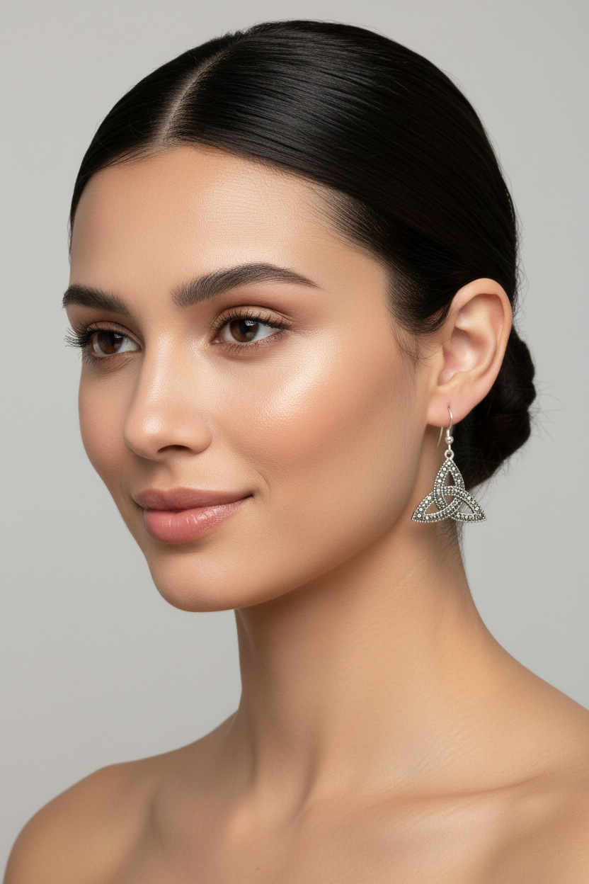 Celtic Knot Marcasite Earrings in Sterling Silver