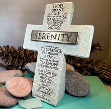 Load image into Gallery viewer, Serenity Prayer Standing Cross, Christian Gift, Recovery Cross, Communion Gift, Child's Cross Gift, Religious Prayer, AA Gift, Encouragement
