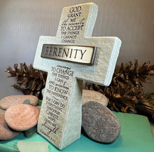 Load image into Gallery viewer, Serenity Prayer Standing Cross, Christian Gift, Recovery Cross, Communion Gift, Child's Cross Gift, Religious Prayer, AA Gift, Encouragement