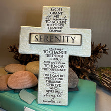Load image into Gallery viewer, Serenity Prayer Standing Cross, Christian Gift, Recovery Cross, Communion Gift, Child's Cross Gift, Religious Prayer, AA Gift, Encouragement