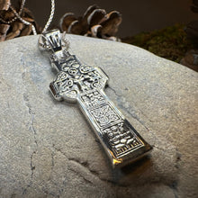 Load image into Gallery viewer, Celtic Cross Necklace, Cross Necklace, Celtic Jewelry, Anniversary Gift, First Communion Gift, Large Irish Cross, Durrow Cross, Ireland Gift
