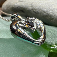 Load image into Gallery viewer, Manatee Necklace, Beach Jewelry, Ocean Animal Pendant, Heart Jewelry, Beach Lover Gift, Fish Necklace, Nautical Jewelry, Sea Jewelry, Garnet