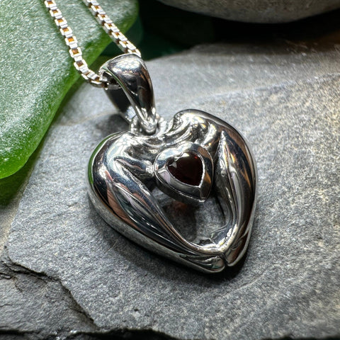 Load image into Gallery viewer, Manatee Necklace, Beach Jewelry, Ocean Animal Pendant, Heart Jewelry, Beach Lover Gift, Fish Necklace, Nautical Jewelry, Sea Jewelry, Garnet