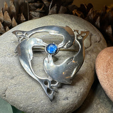 Load image into Gallery viewer, Dolphin Brooch, Celtic Jewelry, Beach Jewelry, Fish Necklace, Sister Gift, Friendship Gift, Nautical Jewelry, Sea Jewelry, Wife Gift