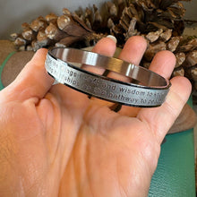 Load image into Gallery viewer, Serenity Prayer Bracelet, Christian Jewelry, Recovery Cross Gift, Sponsor Gift, Bangle Bracelet, Religious Prayer, AA Gift, Encouragement