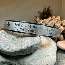 Load image into Gallery viewer, Serenity Prayer Bracelet, Christian Jewelry, Recovery Cross Gift, Sponsor Gift, Bangle Bracelet, Religious Prayer, AA Gift, Encouragement