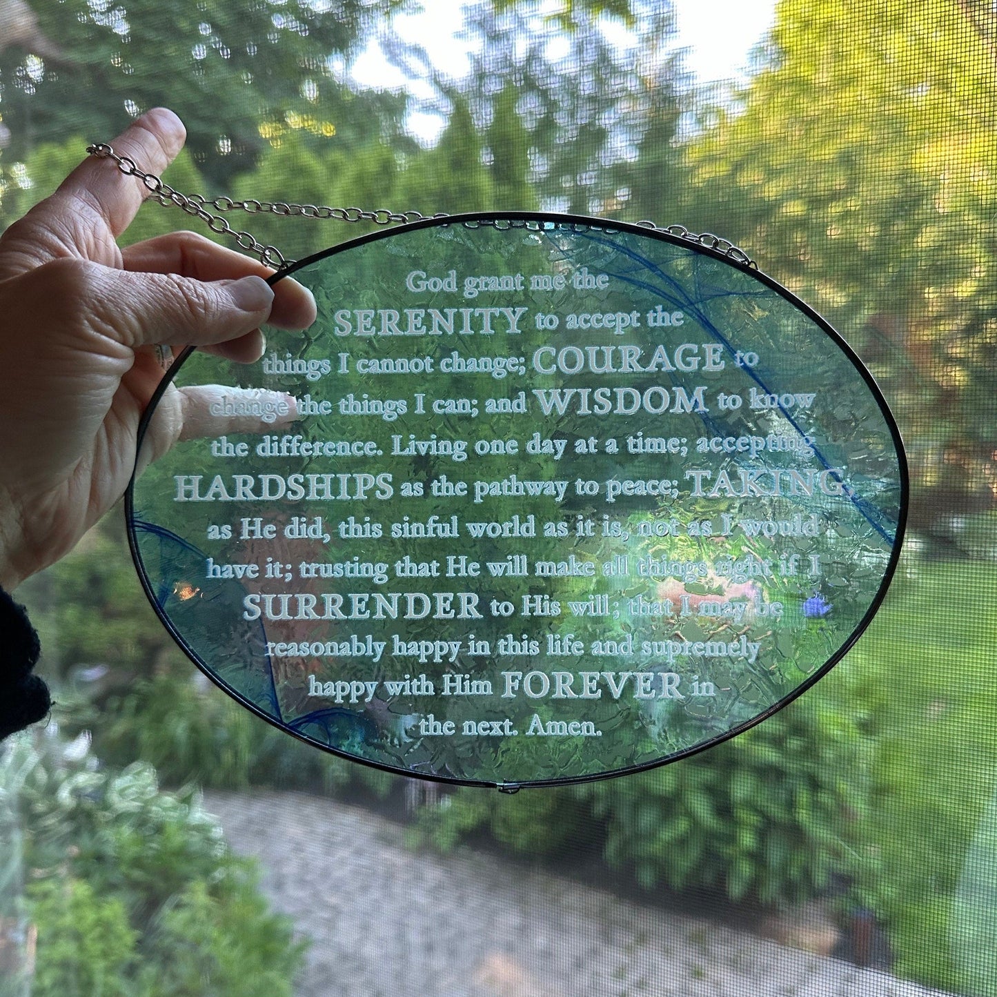 Serenity Prayer Suncatcher, Christian Gift, Recovery Gift, Serenity Blessing, Window Decor, Religious Prayer, AA Gift, Encouragement