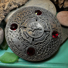 Load image into Gallery viewer, Celtic Fireman Brooch, Celtic Knot Jewelry, Irish Jewelry, Scotland Jewelry, Anniversary Gift, Tartan Pin, Viking Jewelry, Fire & Rescue Pin