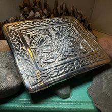 Load image into Gallery viewer, Celtic Kilt Belt Buckle, Scottish Belt Buckle, Pewter Buckle, Large Belt Buckle, Men's Celtic Gift, Irish Gift, Celtic Knot Buckle, Bagpiper