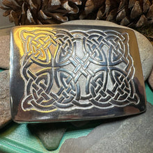 Load image into Gallery viewer, Celtic Kilt Belt Buckle, Scottish Belt Buckle, Pewter Buckle, Large Belt Buckle, Men's Celtic Gift, Irish Gift, Celtic Knot Buckle, Bagpiper