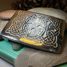 Load image into Gallery viewer, Celtic Kilt Belt Buckle, Scottish Belt Buckle, Pewter Buckle, Large Belt Buckle, Men's Celtic Gift, Irish Gift, Celtic Knot Buckle, Bagpiper