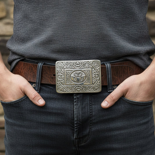 Irish Claddagh Kilt Belt Buckle for Men — view 2